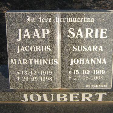 JOUBERT Jacobus Marthinus 1919-1998 &amp; Susara Johanna 1919-2008