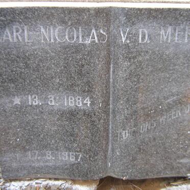 MERWE Carl Nicolas, van der 1884-1967