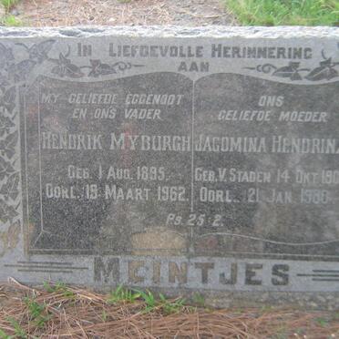 MEINTJES Hendrik Myburgh 1895-1962 &amp; Jacomina Hendrina VAN STADEN 1907-1980