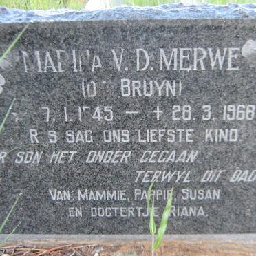MERWE Madina, van der nee DE BRUYN 1945-1968