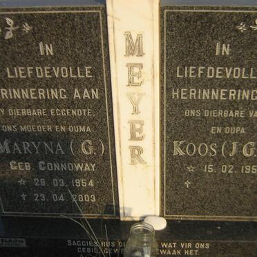 MEYER J.G.L. 1950- &amp; Maryna G. CONNOWAY 1954-2003