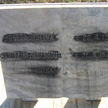 MARITZ Joneta Dalena voorheen BEZUIDENHOUT nee BOTHA 1936-1978