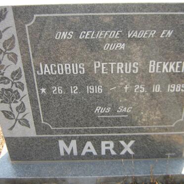MARX Jacobus Petrus Bekker 1916-1985