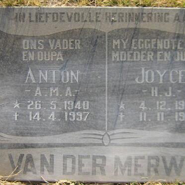 MERWE A.M.A , van der 1940-1997 &amp; H.J. 1943-1994