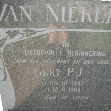 NIEKERK Gert P.J., van 1893-1966