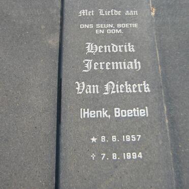 NIEKERK James O'Reilly, van 1921-1980 &amp; Marianna 1928-2014 :: NIEKERK  Hendrik Jeremiah, van 1957-1994