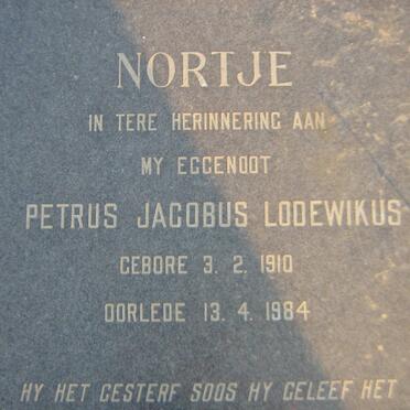 NORTJE Petrus Jacobus Lodewikus 1910-1984