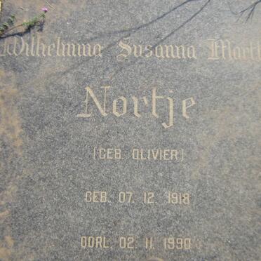 NORTJE Wilhelmina Susanna Martha nee OLIVIER 1918-1990