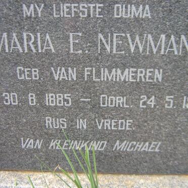 NEWMAN Maria E. nee VAN FLIMMEREN 1885-1958