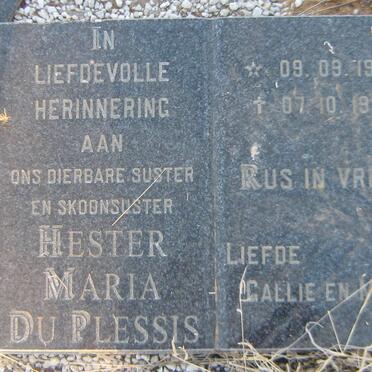 PLESSIS Hester Maria, du 1939-1987