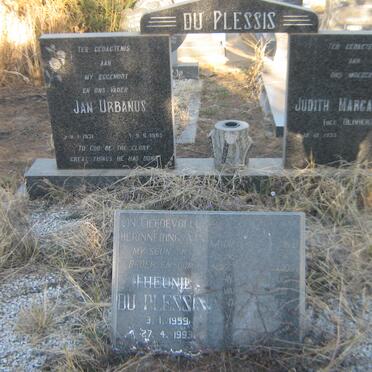 PLESSIS Jan Urbanus, du 1931-1983 &amp; Judith Margaretha OLIVIER 1933- :: DU PLESSIS Theunie 1959-1993
