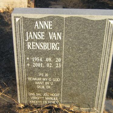 RENSBURG Anne, Janse van 1954-2001