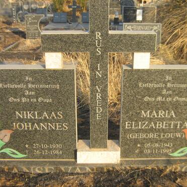 RENSBURG Niklaas Johannes, Janse van 1930-1984 &amp; Maria Elizabetta LOUW 1943-1995