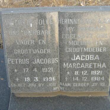 RAUTENBACH Petrus Jacobus 1921-1996 &amp; Jacoba Margaretha 1921-1984