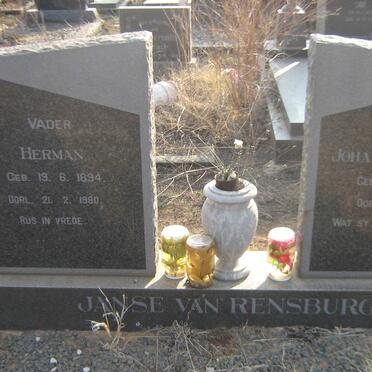 RENSBURG Herman, Janse van 1894-1980 &amp; Johanna Christina 1900-1974
