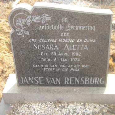 RENSBURG Susara Aletta, Janse van 1902-1974
