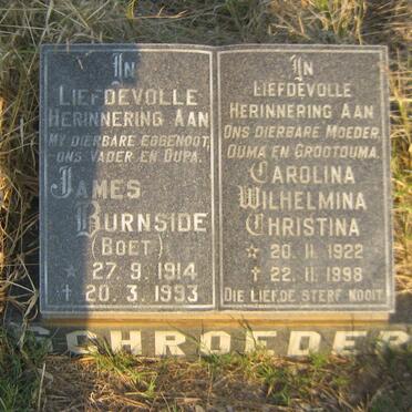SCHROEDER James Burnside 1914-1993 &amp; Carolina Wilhelmina Christina 1922-1998
