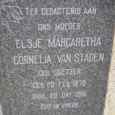 STADEN Elsje Margaretha Cornelia, van nee COETZER 1875-1961