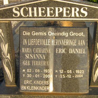 SCHEEPERS Eric Daniel 1923-2004 &amp; Maria Catharina Susanna FERREIRA 1937-2004