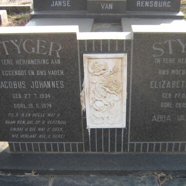 STYGER Jacobus Johannes 1934-1974 &amp; Elizabeth Maria 1925-2005