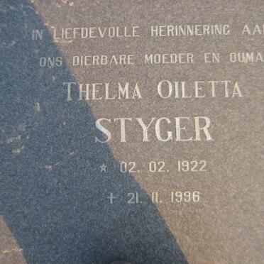 STYGER Thelma Oiletta 1922-1996