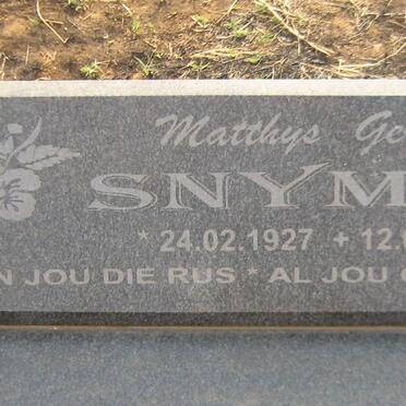 SNYMAN Matthys Gerhardus 1927-2012