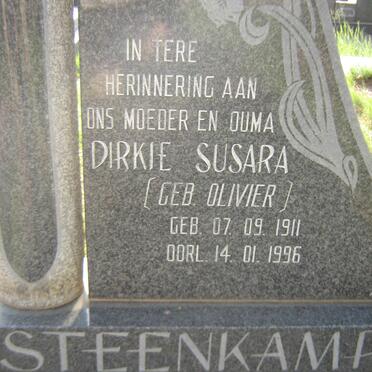 STEENKAMP Dirkie Susara nee OLIVIER 1911-1996