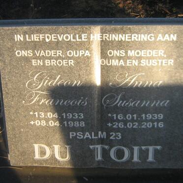 TOIT Gideon Francois, du 1933-1988 &amp; Anna Susanna 1939-2016