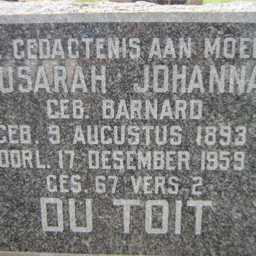 TOIT Susarah Johanna, du nee BARNARD 1893-1959