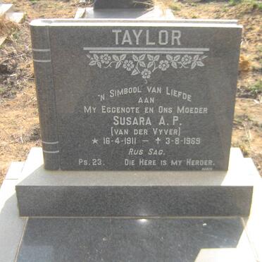 TAYLOR Susara A.P. nee VAN DER VYFER 1911-1969