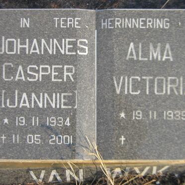 WYK Johannes Casper, van 1934-2001 &amp; Alma Victoria 1935-