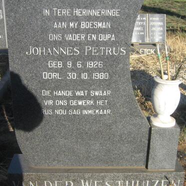 WESTHUIZEN Johannes Petrus, van der 1926-1980