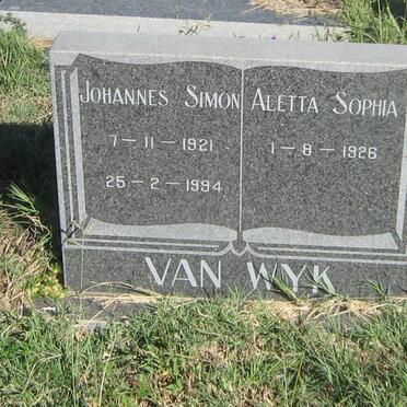 WYK Johannes Simon, van 1921-1994 &amp; Aletta Sophia 1926-