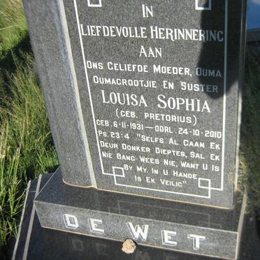 WET Louisa Sophia, de nee PRETORIUS 1931-2010