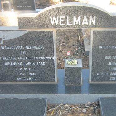 WELMAN Johannes Christiaan 1925-1980 &amp; Johanna E.S. FERREIRA 1938-