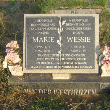 WESTHUIZEN Wessie, van der 1936-2000 &amp; Marie 1938-1992
