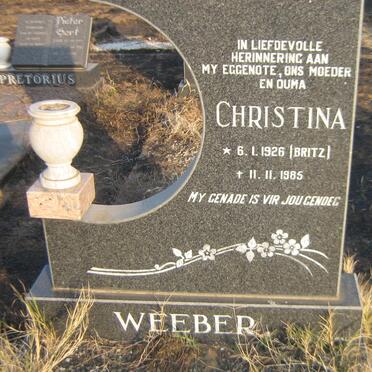 WEEBER Christina nee BRITZ 1926-1985