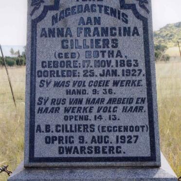 CILLIERS Anna Francina nee BOTHA 1863-1927