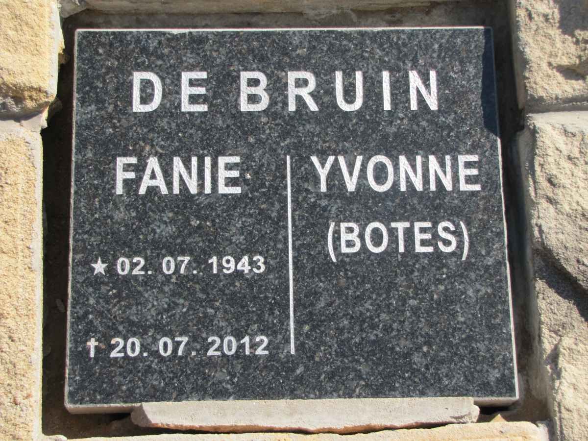 BRUIN Fanie, de 1943-2012 &amp; Yvonne BOTES