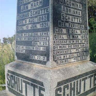 SCHUTTE Jan Harm Thomas 1845-1931 &amp; Jacoba Adriana FERREIRA 1845-1890