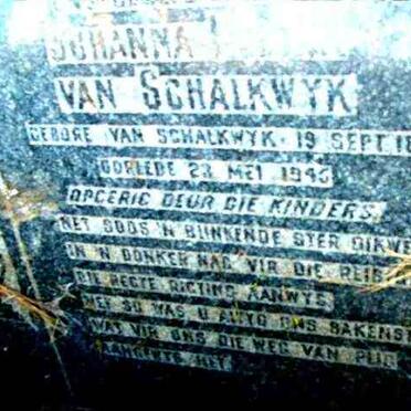 SCHALKWYK Johanna, van nee VAN SCHALKWYK 1872-1945