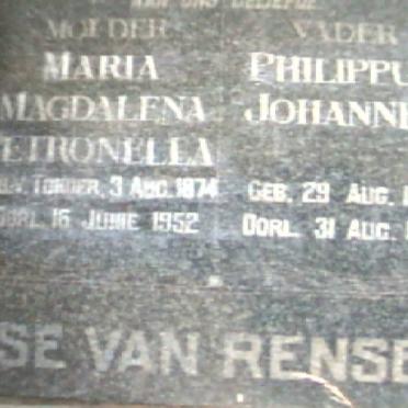 RENSBURG Philippus Johannes, Janse van 1861-1956 &amp; Maria Magdalena Petronella  1874-1952