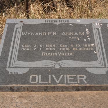 OLIVIER Wynand P.H. 1884-1965 &amp; Anna M.E. KRIEL 1888-1972