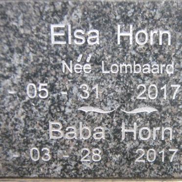 HORN Elsa nee LOMBAARD 1976-2017 :: HORN Baba 2017-2017