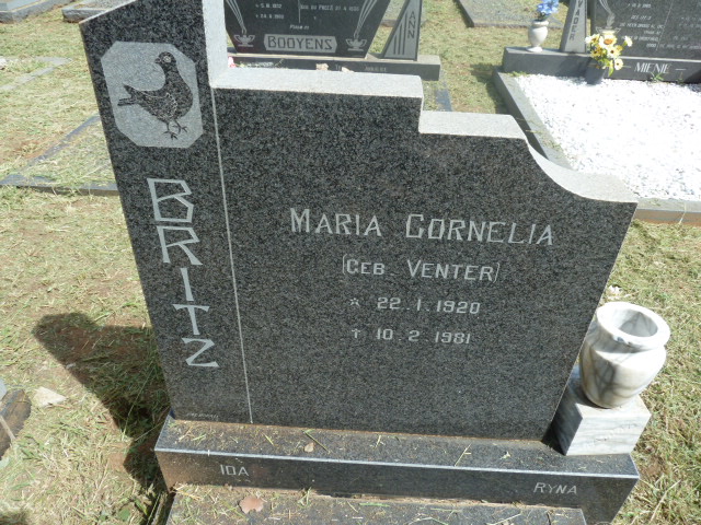 BRITZ Maria Cornelia nee VENTER 1920-1981