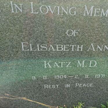 KATZ Elisabeth Anna 1904-1971