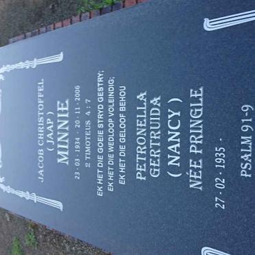 MINNIE Jacob Christoffel 1934-2006 &amp; Petronella Gertruida PRINGLE 1935-