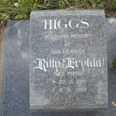 HIGGS Erylda nee PIERS 1919-1987