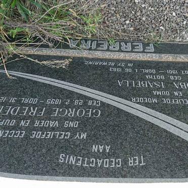 FERREIRA George Frederik 1895-1966 &amp; Jacoba Isabella BOTHA 1901-1983