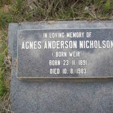 NICHOLSON Agnes Anderson nee WEIR 1891-1983